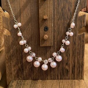 Elegant Pink Faux Pearl Necklace